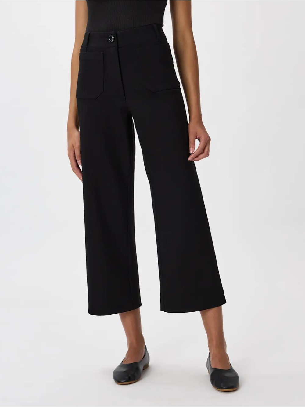 NWT Quince Cropped Ponte Wide Leg Black Pants Women's Black Wide-Leg Crop Pants